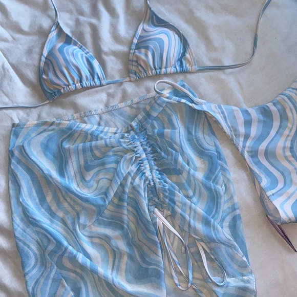 Blue three piece bikini set - Picture 2 of 3